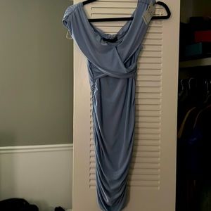 Off the Shoulder Sky Blue Dress